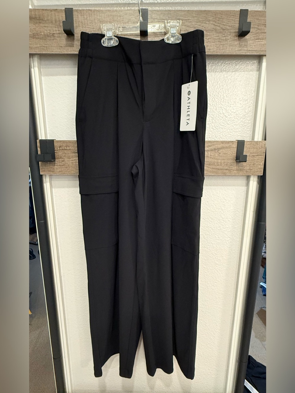 Athleta Black Wide-Leg Cargo Trousers